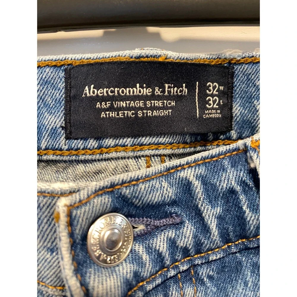 Abercrombie & Fitch Athletic Straight Jeans Mens 32x32 Medium Wash Vintage‎ EUC